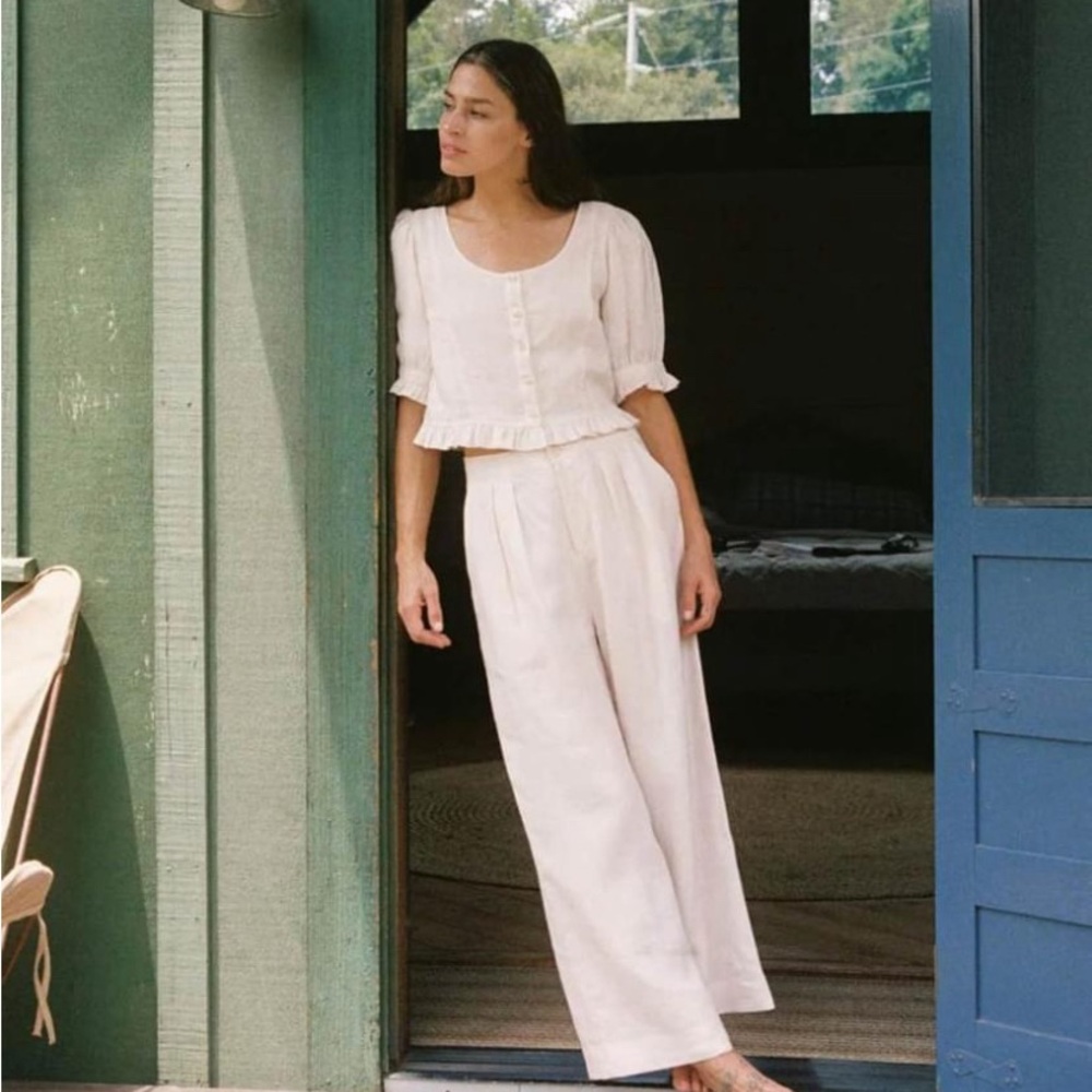 Christy Dawn Asa Pants in Pearl Linen